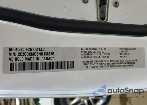 2022 Dodge Charger Gt z USA, uszkodzony, nr VIN 2C3CDXMG5NH136875